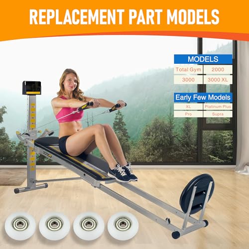 DAFORE Replacement Nylon & Steel Wheel Rollers for Total Gym 2000-3000XL