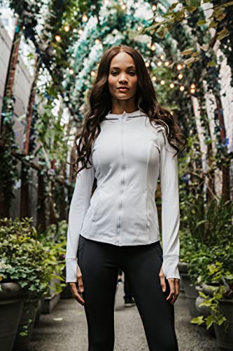 Yogalicious Black Medium Full-Zip Lightweight Hooded Yoga Jacket with Pockets