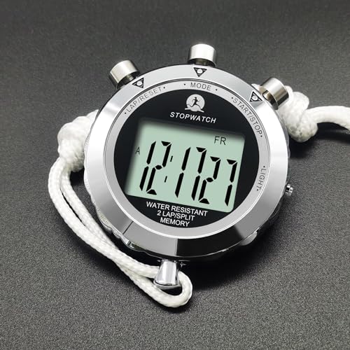 Digital Stopwatch Timer with 2 Lap Memory & Backlight - Metal