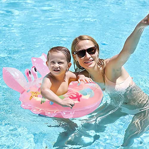 Baby Swimming Float - Inflatable Pink Crab Swim Ring for Ages 8-48 Months