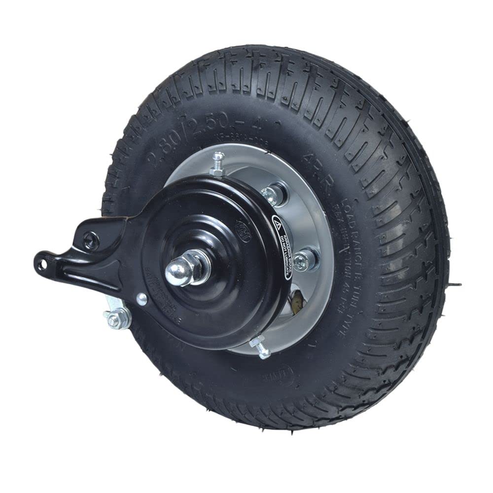 AlveyTech Rear Wheel Assembly for the Razor E300 Scooter (Versions 41+) - Wheels Include 2.80/2.50-4 Tire, Inner Tube, Rim, Drive Sprocket, Brake Assembly, Replacement Parts For Ver. 41 and up