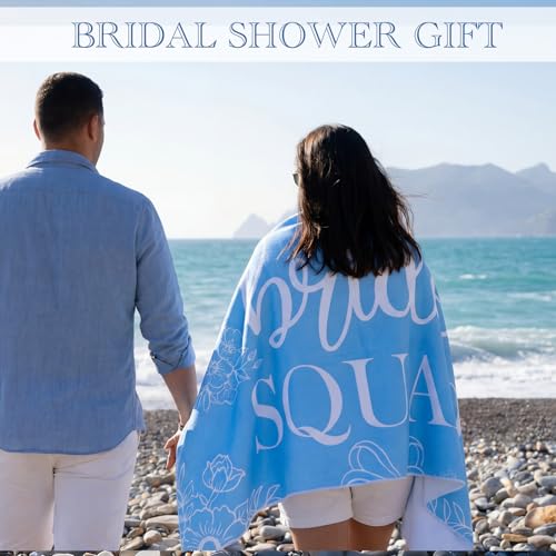 Bridal Beach Towel Set 6 Pcs Blue & White 30x67 Inches - CrystalSylara