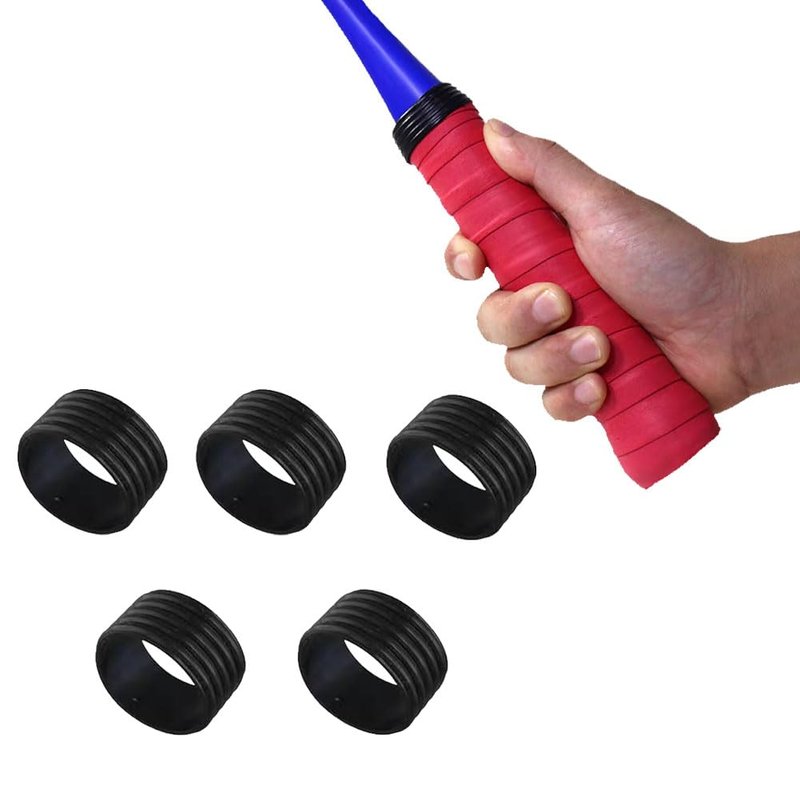 spintenis Tennis Racket Grip Band Rubber Ring Racket Grip Bands-Silicone Band Soft Non-Slip Racket Handle Rubber Ring 5PCS Black