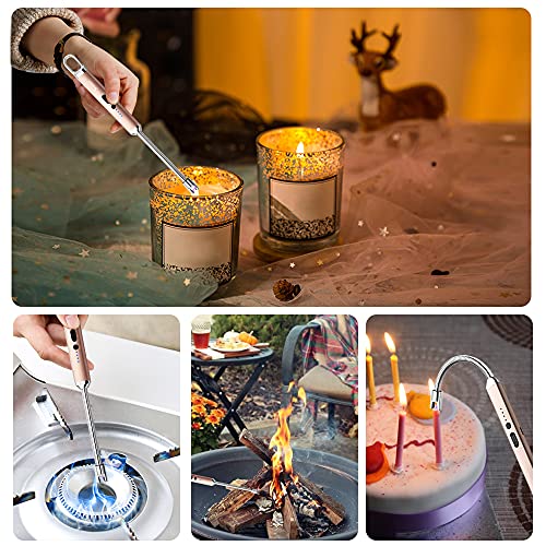 SUPRUS Rechargeable USB Arc Lighter Champagne Gold, Flameless Windproof Candle & Grill Lighter