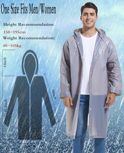 Reusable Rain Ponchos for Adults - 2PCS A-Grey