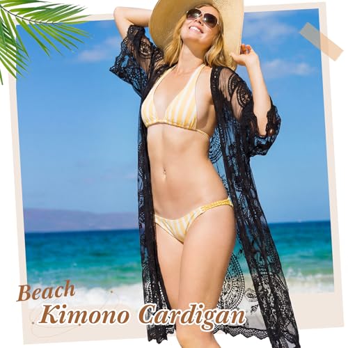 Black Lace Kimono Cardigan for Women - Funnysoft, Size 1