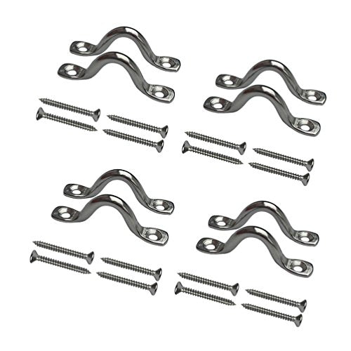 8 Pcs Stainless Steel Pad Eye Straps with 16 Screws - 3/8"