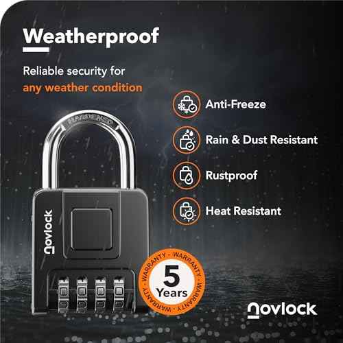 Combination Locks for Outdoor & Indoor | Heavy Duty, Weatherproof, 4-Digit Security | Padlock for Lockers, Gates, Fences, Sheds, Storage | 4-Pack, Black