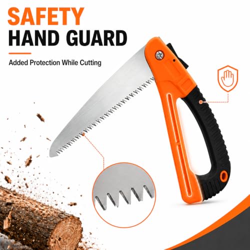 Folding Camping Saw with Safety Hand Guard and SK5 Blade