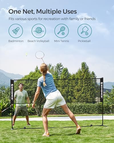 Height Adjustable Badminton & Volleyball Net - 10FT Black