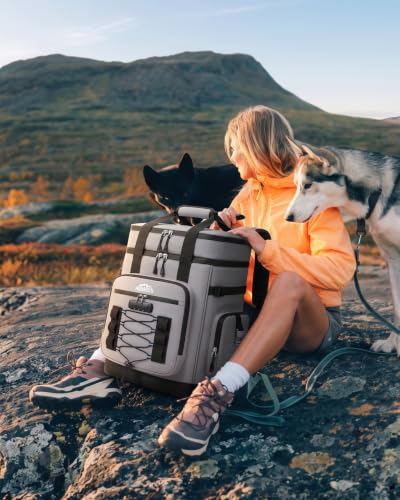 MONAHITO Gray 13x8x17 inch Lockable Insulated Waterproof Backpack Cooler Bag