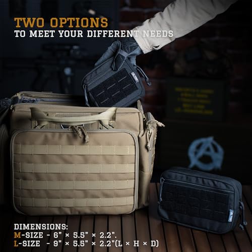 CLTAC Black M Tactical Molle Admin Pouch Utility EDC Tool Bag with US Flag Patch