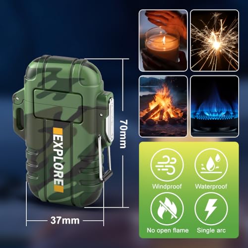 Rechargeable Waterproof Plasma Lighter - Camouflage Survival Tool