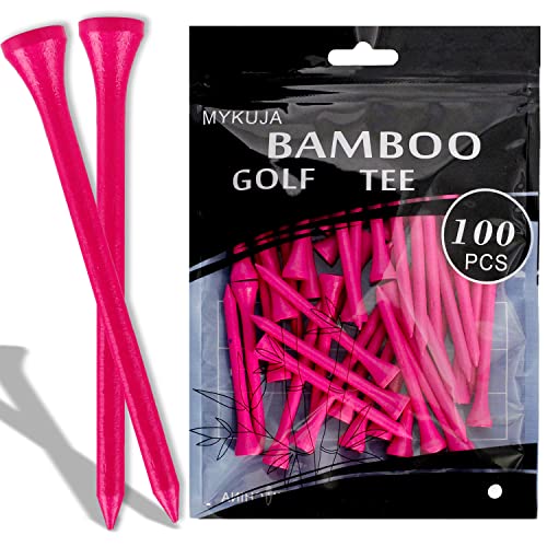 Bamboo Golf Tees 3-1/4" Hot Pink - 100 Pack Durable Accessories