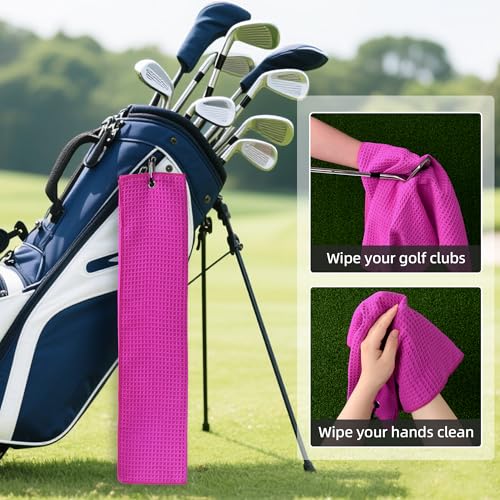 Premium Waffle-Weave Golf Towel - 16" x 24" - Vivid Magenta