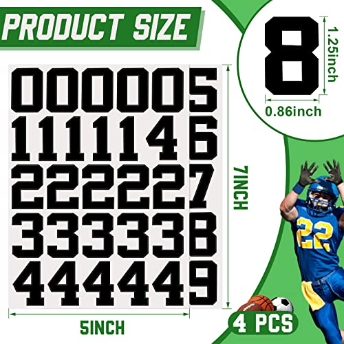 Sports Helmet Numbers Stickers - 102 Pcs Vinyl Decals - Black