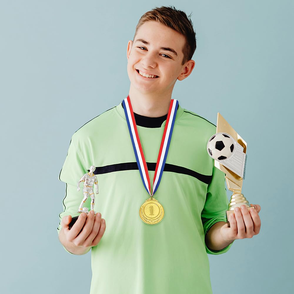 Meecuppa 96 Pieces Metal Gold Silver Bronze Award Medals 1st 2nd 3rd Place Winner Awards with Neck Ribbon for Competitions, Sports, Party, Prizes, 2 Inches