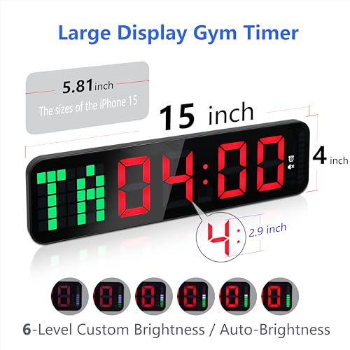 Large Digital Gym Timer with Remote Control - Interval Stopwatch & Countdown Clock