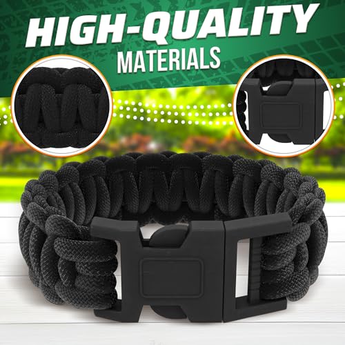Paracord Bracelet for Men and Women - 6.5 Ft Braided Nylon, Black