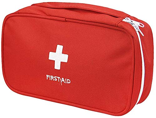 First Aid Bag - Mini Empty Medical Storage Pouch for Camping & Travel - Red