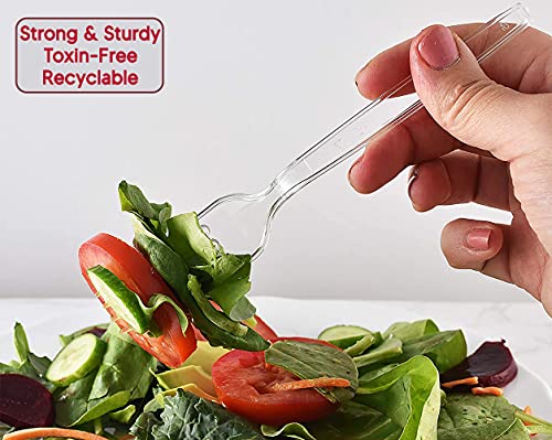 Lonezo 150 Count Clear Heavy Duty Plastic Forks - Disposable Shatter Resistant Utensils