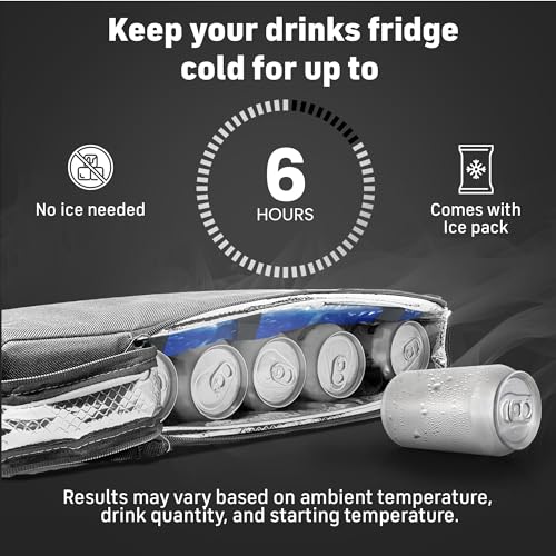 Insulated Slim Golf Bag Cooler - Gray & Black, Holds 6 Cans