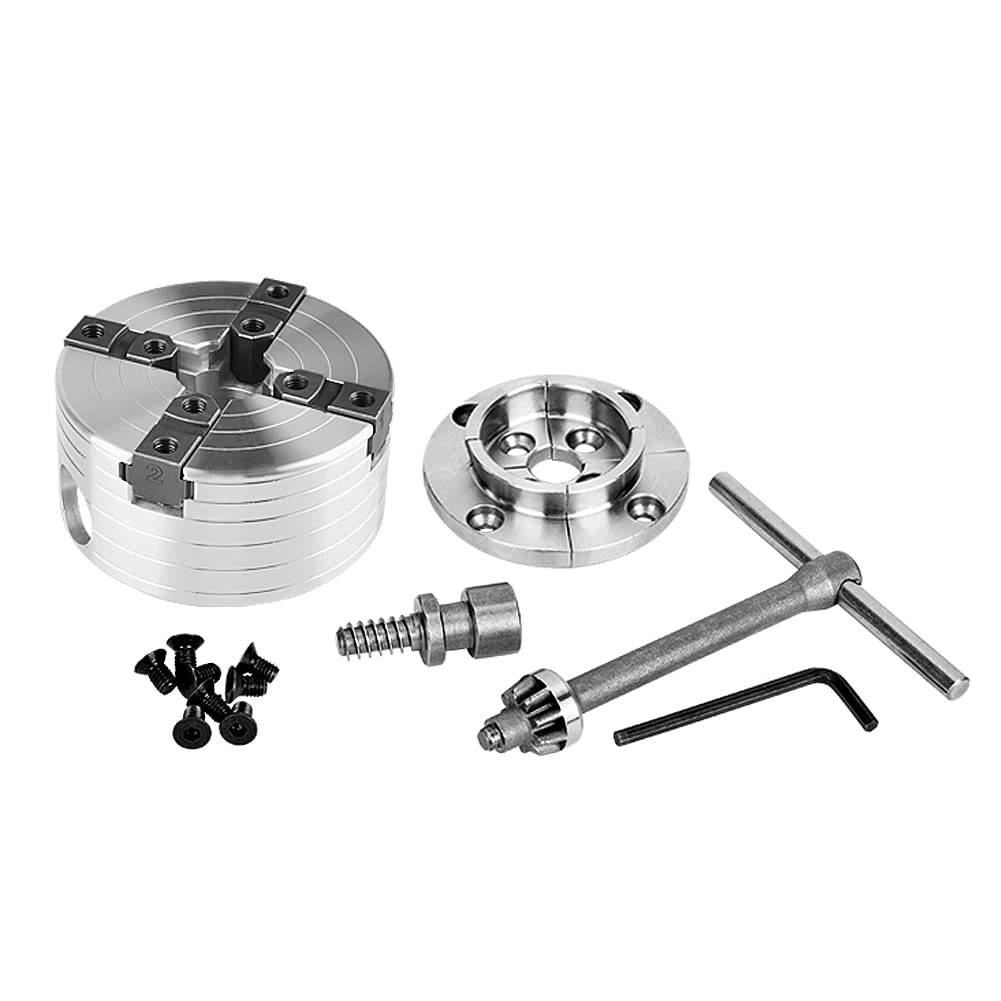 NAGU 1" X 8TPI Direct Thread Wood Turning Chuck with 2"Jaw Set and Woodscrew and T-Bar Wrench 3-3/4" Wood Turning Chuck with 2"Jaw Set