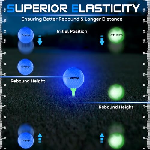 Glow in the Dark LED Golf Balls - Classic Glow 6 Pack with Tees