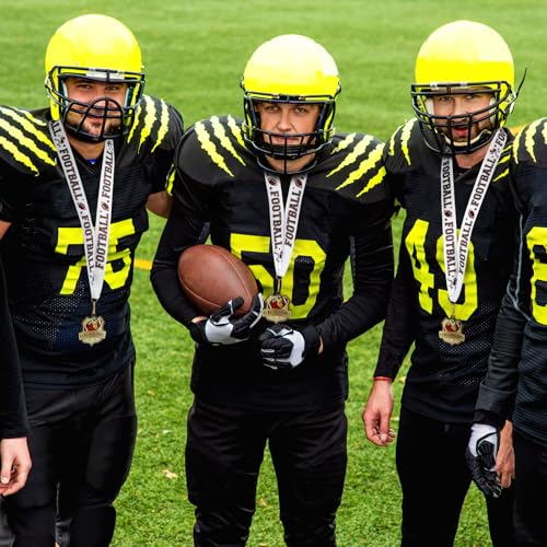 Football Medals with Ribbons - 12 Pack, Flag Football Design