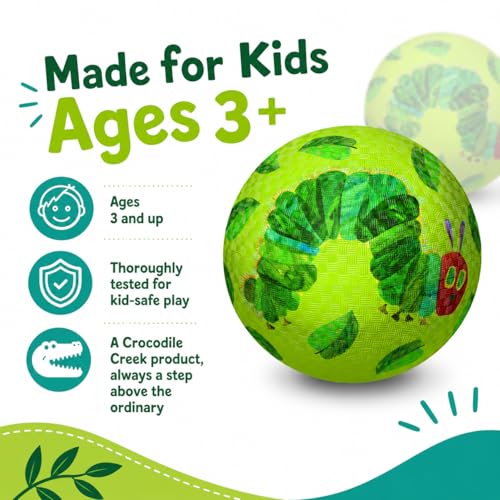Crocodile Creek 7-Inch The Hungry Caterpillar Playground Ball for Kids - Bouncy Rubber Outdoor Indoor Toy