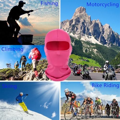Full Face Balaclava Ski Mask - Windproof UV Protection - Rose Red