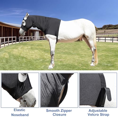 Horse Slinky Hood with Zipper, Black Large - Gallopoff Sleazy Show Hood