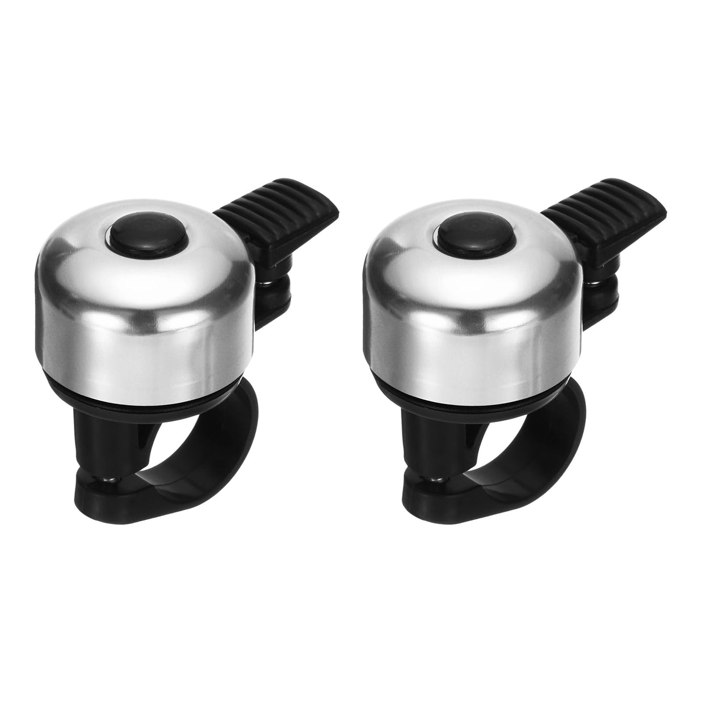 HARFINGTON 2pcs Bike Bell Mini Bicycle Bell with Loud Crisp Clear Sound Bike Ring Bell Aluminum Bike Accessories for Adults Children Road Mountain Bike, Silver Tone