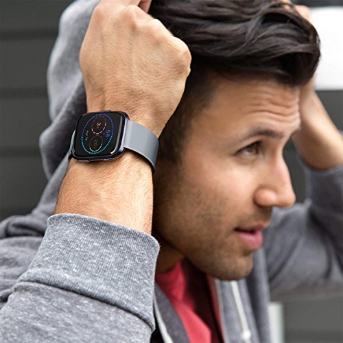 Soft TPU Bands for Fitbit Versa - 3 Pack Black/Navy Blue/Gray
