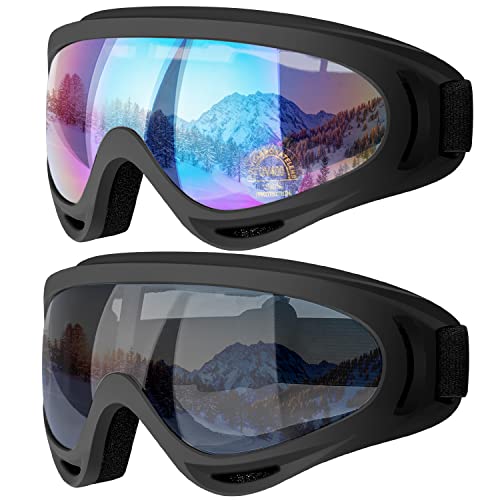 Snow Goggles 2 Pack - UV Protection Anti-Scratch, One Size Gray