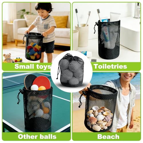 Golf Ball Storage Bag - 6 Pack Mesh Drawstring Bags, 10x15cm