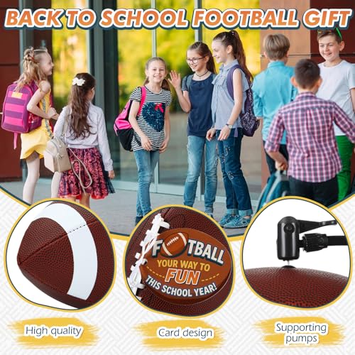 Skylety 6 Pack Official Size 9 Leather Footballs with Pump - Youth & Adult Outdoor Sports