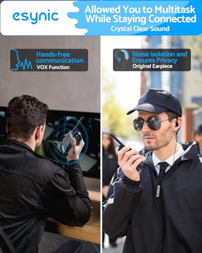 eSynic 2 Pack Long Range Walkie Talkies Kit Waterproof Compact VOX Radio with Flashlight for Kids & Adults