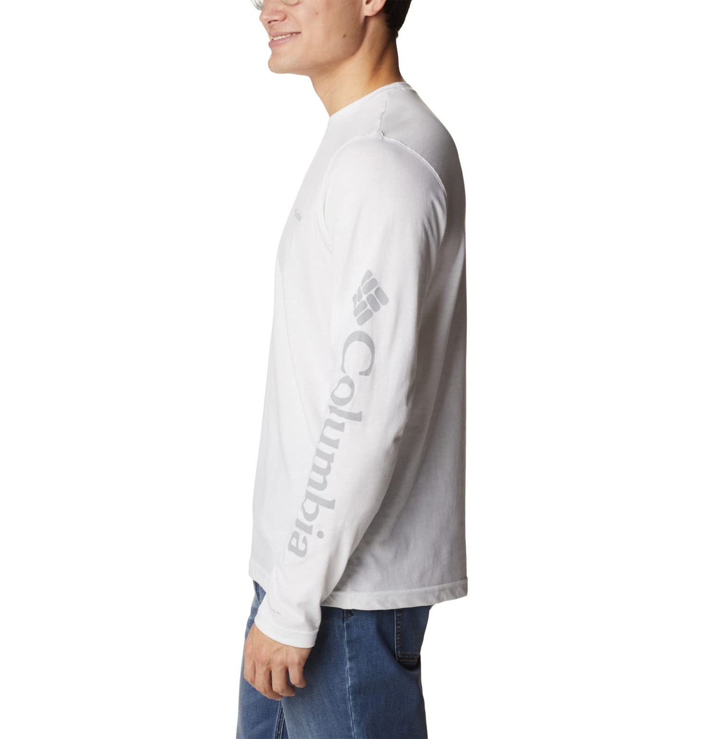Columbia Men's Thistletown Hills Long Sleeve Logo Tee, White, Large