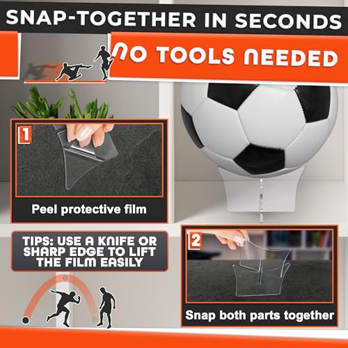 Clear Acrylic Sports Ball Display Stand - X-Frame Holder for Basketball