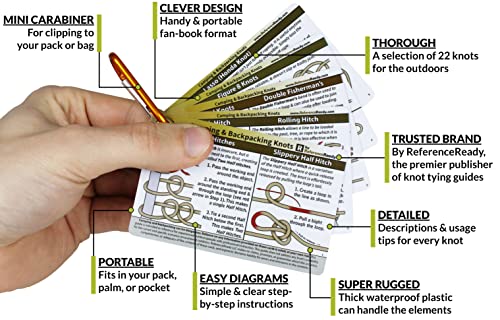 ReferenceReady Outdoor Knot Cards: 22 Knots – Camping, Backpacking,