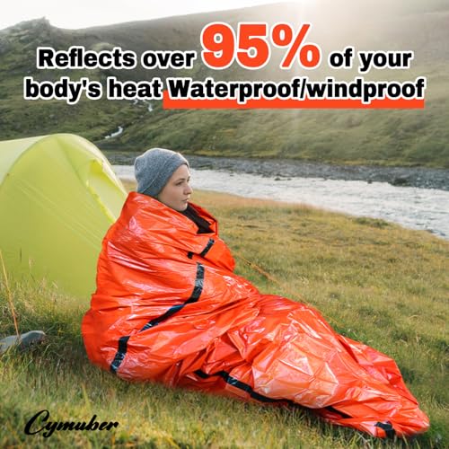 Cymuber Survival Orange 2-Pack Emergency Sleeping Bags Waterproof Thermal Bivy Sacks