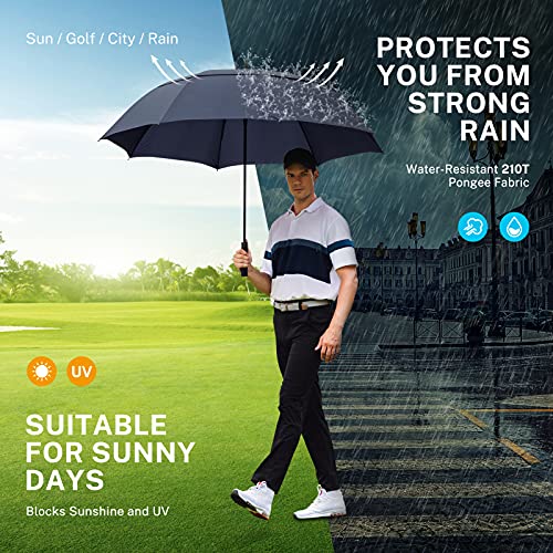 Gonex Navy 68-Inch Windproof UV Protection Golf Umbrella with Auto Open