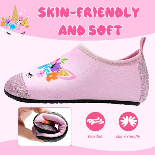 Kids Water Shoes - Quick Dry Barefoot Aqua Socks, A-Bling Unicorn 9.5-10 Toddler