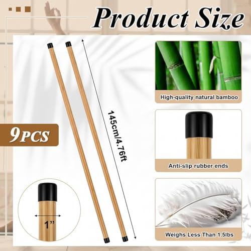 5ft Bamboo Yoga Stick Set - 6 Pcs Non-Slip Stretching Tool