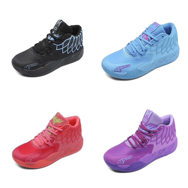 IGZBIBG Men's Blue Knitted Mesh Breathable Mid-Top Basketball Shoes Size 7