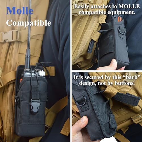 Heavy Duty Molle Walkie Talkie Holster with Adjustable Strap & Webbing Loops