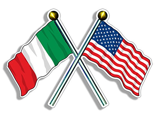 American and Italian Flag Decal Sticker - 3x5 Inch Vinyl