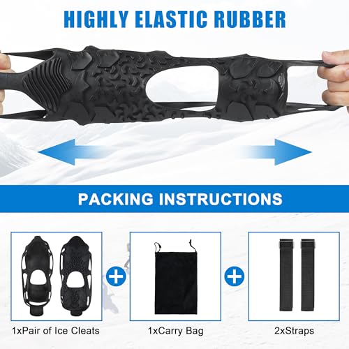 Spikeless Ice Cleats with Straps - Large/X-Large for Snow & Ice