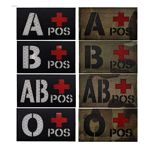 AliPlus O+ Blood Type Patch (2 pcs) Infrared Reflective Hook & Loop Black/White